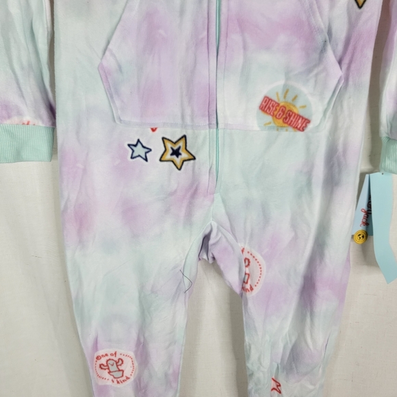 Cat & Jack Girls Large 10/12 Fleece Zip Up Jumpsuit Blue Pajama Unionsuit - Picture 4 of 6